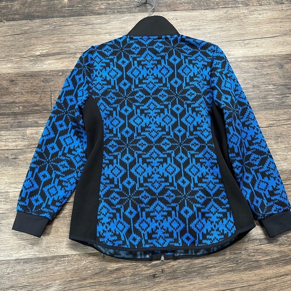 Talbots Fleece Snowflake Blue Patterned Full Zip Jacket - Picture 2 of 6